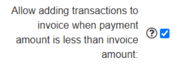Allow less than invoice