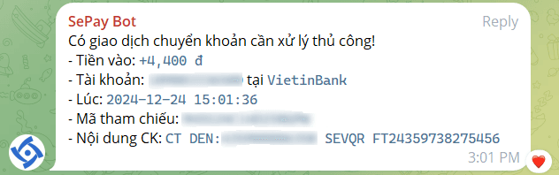 Demo thông báo Telegram