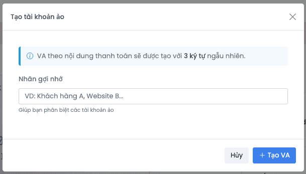 Modal Thêm VA theo nội dung
