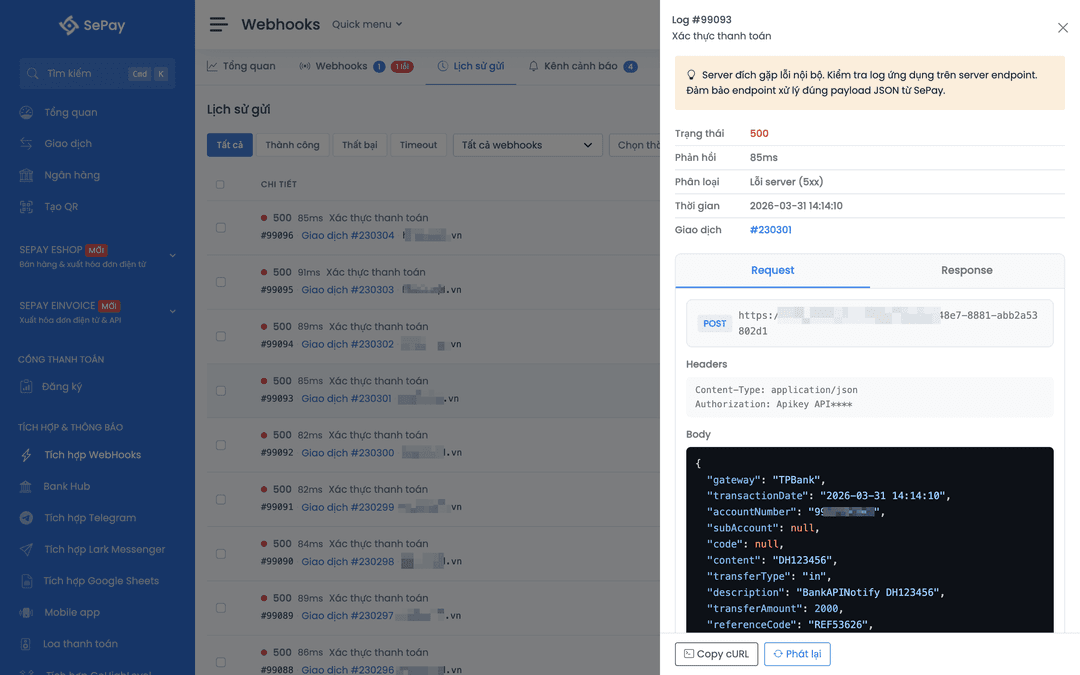 Phát lại webhook