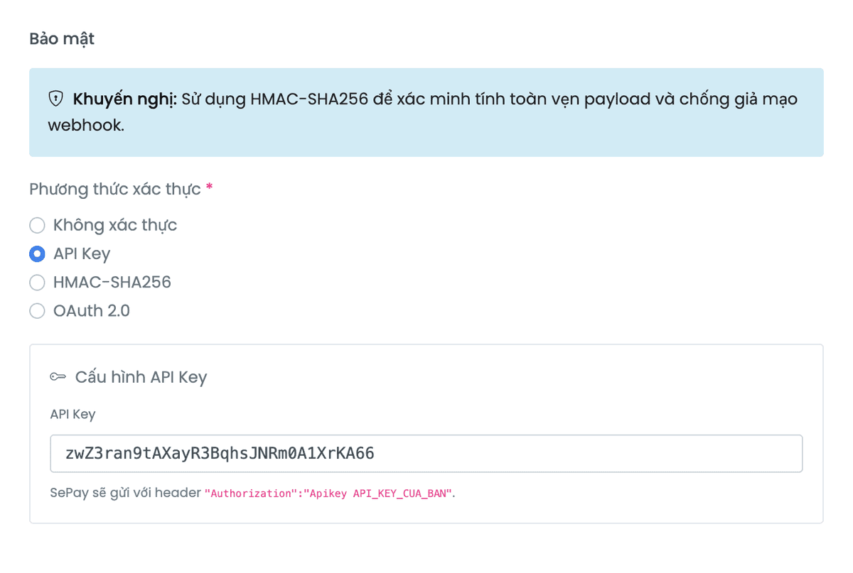 Cấu hình API Key