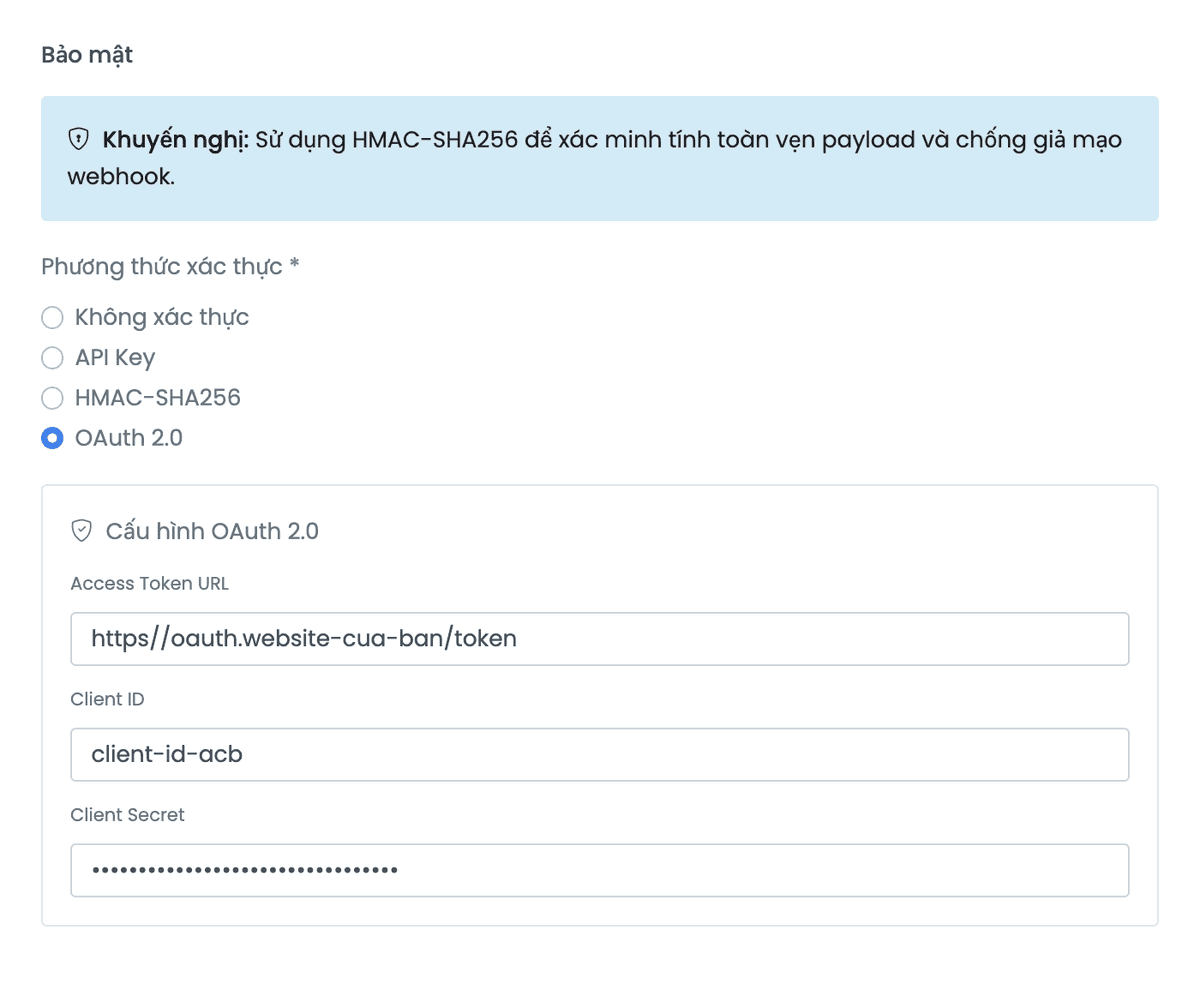 Cấu hình OAuth 2.0