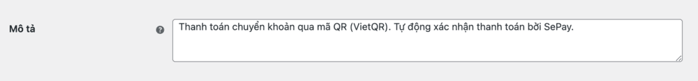 Cài đặt Mô tả