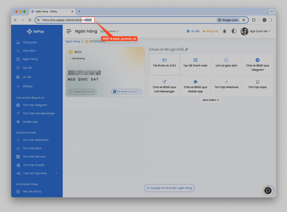 Order Creating The Va VA Order API for BIDV Enterprise | SePay Developer